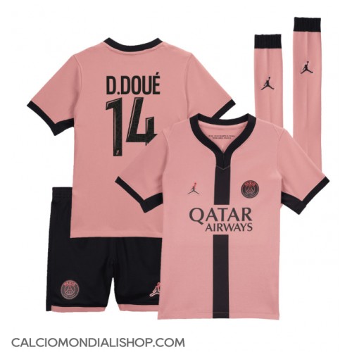 Maglie da calcio Paris Saint-Germain Desire Doue #14 Terza Maglia Bambino 2024-25 Manica Corta (+ Pantaloni corti)